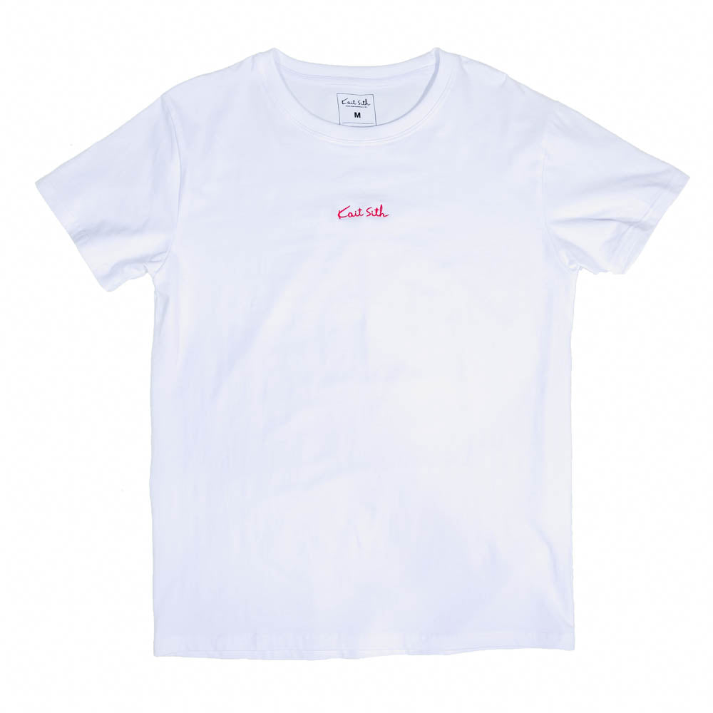 White Embroidery Logo Tee