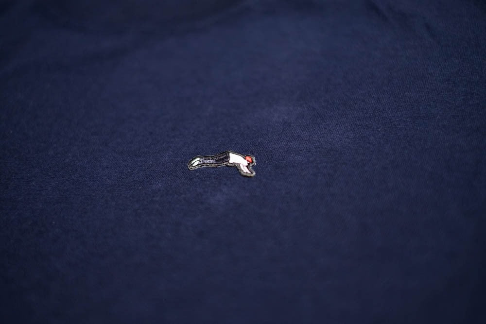 Premium Small Logo Garment Dye Crew Neck T-shirt (Navy)
