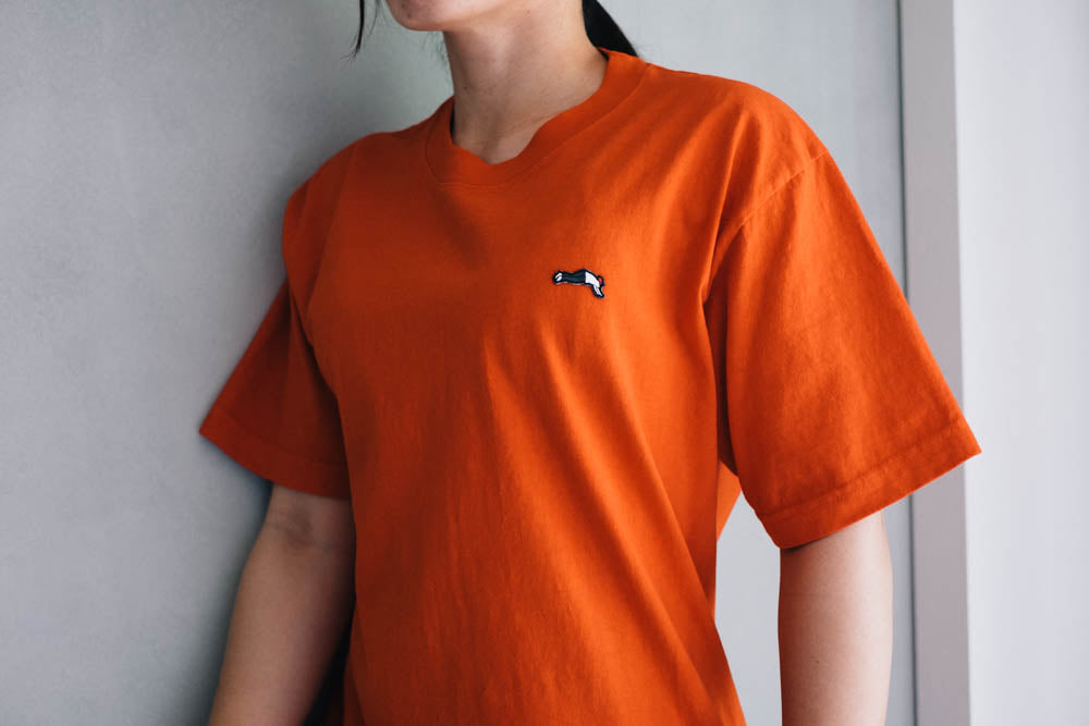 Premium Small Logo Garment Dye Crew Neck T-shirt (Orange)