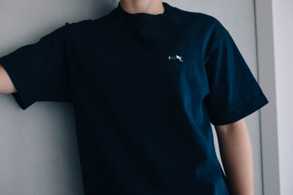 Premium Small Logo Garment Dye Crew Neck T-shirt (Navy)