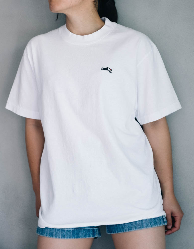 Premium Small Logo Garment Dye Crew Neck T-shirt (White)