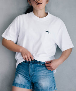 Premium Small Logo Garment Dye Crew Neck T-shirt (White)
