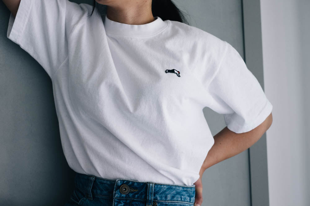 Premium Small Logo Garment Dye Crew Neck T-shirt (White)