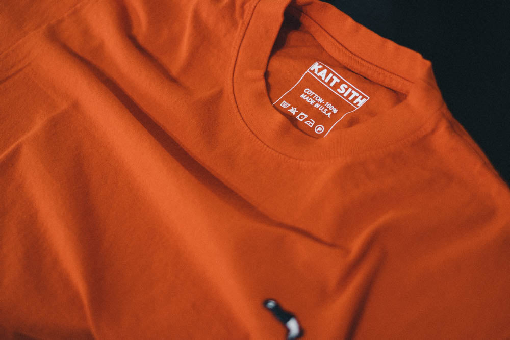 Premium Small Logo Garment Dye Crew Neck T-shirt (Orange)