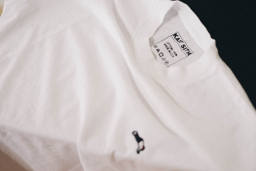 Premium Small Logo Garment Dye Crew Neck T-shirt (White)