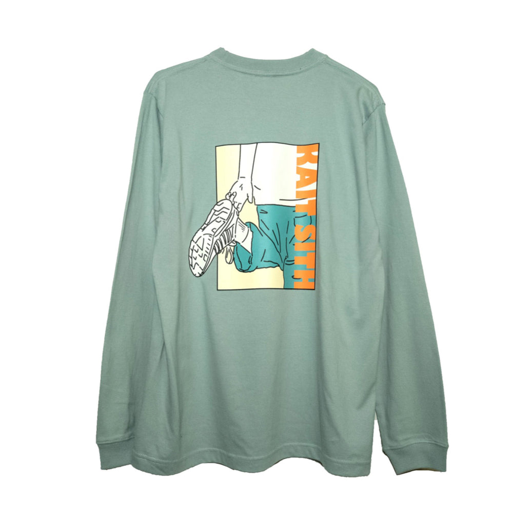 GRAPHIC LONG TEE SMOKY GREEN